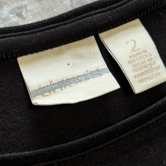 Chicos Womens Black Lace Trim Ponte Stretch 3/4 Sleeve Top Size 2 Large - Picture 4 of 5